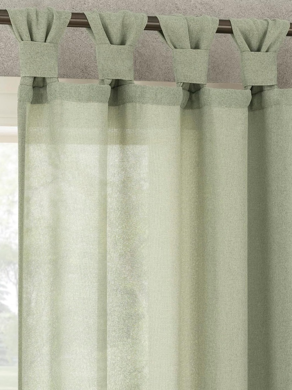 NEW Sage Green Semi-Sheer Twist Tab Curtain Panels (Set of 2)